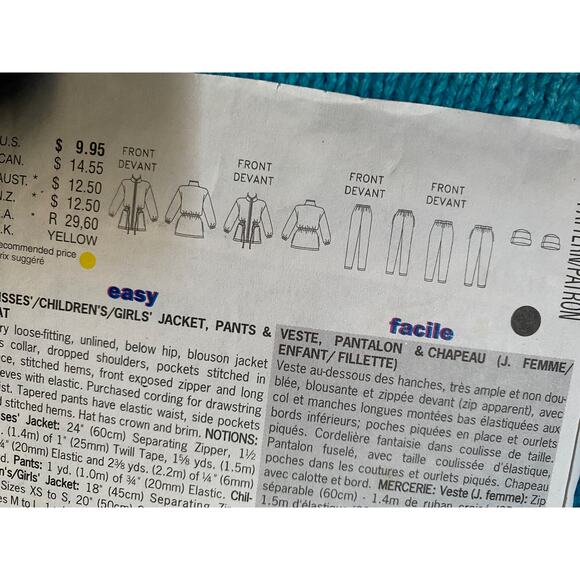 Butterick Sewing pattern 5090 mom girls top hat pants - Picture 3 of 7